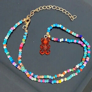 Red Gummy Bear Handmade Seed Bead Necklace